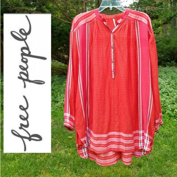 Free People Tops - Free People🍊🍃Metallic Plaid Tunic